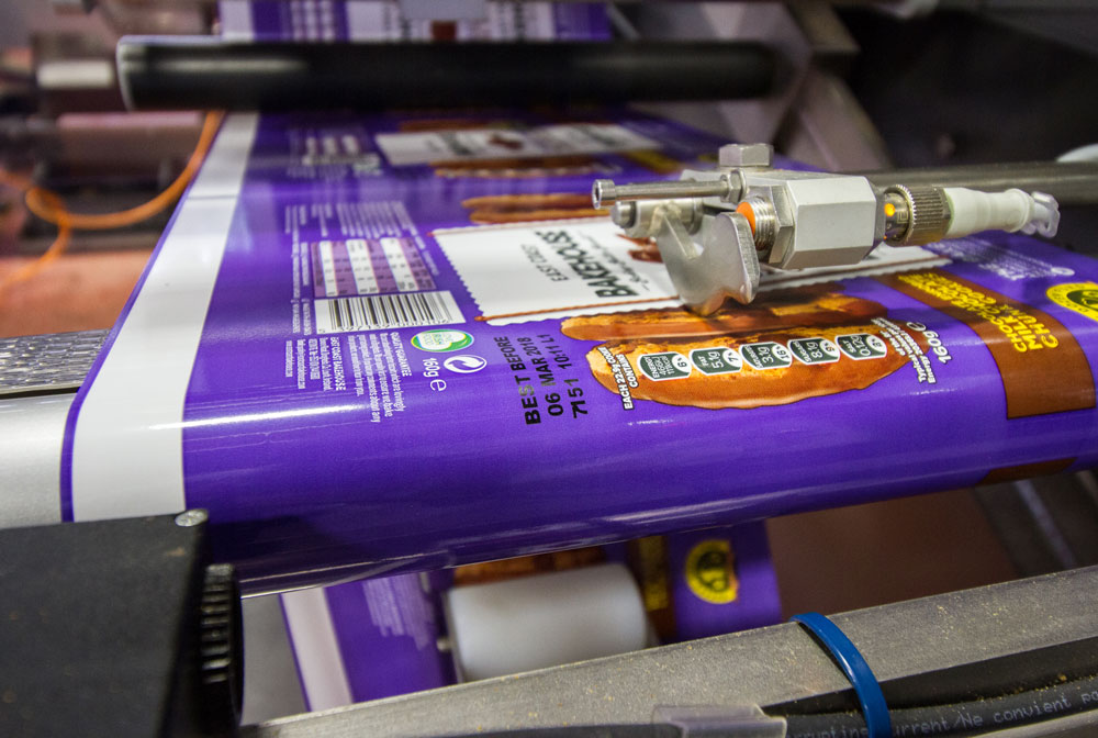 Thermal transfer overprinting onto flexible film on a Markem-Imaje SmartDate production line